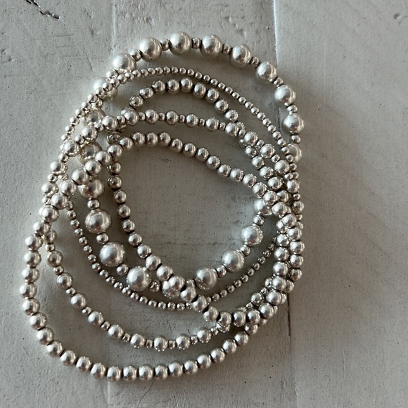 5 silver beaded bracelets size Large - Picture 2 of 7